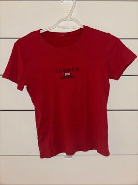 Brandy Melville London UK England Red Short Sleeve Shirt